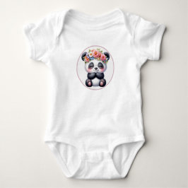 Cute Baby Panda met Bloemen Kroon Baby Rompertje