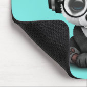 Cute Baby Panda met hoofdtelefoon Muismat (Hoek)
