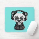 Cute Baby Panda met hoofdtelefoon Muismat (Met muis)
