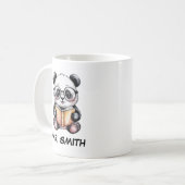 Cute Baby Panda Reading a Book Custom Koffiemok (Voorkant links)