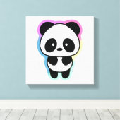 Cute Baby Panda - Regenboogkleuren Canvas Afdruk (Insitu (Houten vloer))
