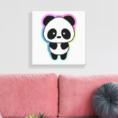 Cute Baby Panda - Regenboogkleuren Canvas Afdruk (Insitu (Woonkamer))