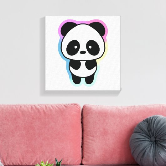 Cute Baby Panda - Regenboogkleuren Canvas Afdruk (Insitu (Woonkamer))