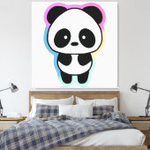 Cute Baby Panda - Regenboogkleuren Canvas Afdruk (Insitu (Slaapkamer))