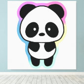 Cute Baby Panda - Regenboogkleuren Canvas Afdruk (Insitu (Houten vloer))