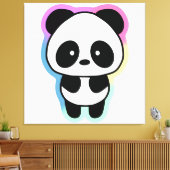 Cute Baby Panda - Regenboogkleuren Canvas Afdruk (Insitu (Woonkamer))