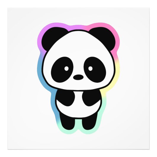Cute Baby Panda - Regenboogkleuren Foto Afdruk (Voorkant)
