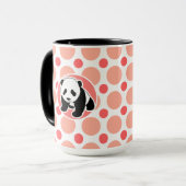 Cute Baby Panda Roze en koraalpokadots Mok (Voorkant links)
