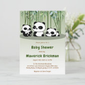 Cute Baby Panda Simple Bamboo Greenery Baby shower Kaart (Staand voorkant)