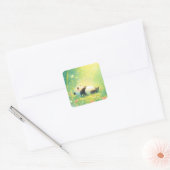 Cute Baby Panda Sleeping in Sunlit Bamboo Forest Vierkante Sticker (Envelop)