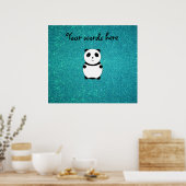 Cute baby panda turquoise glitter poster (Keuken)