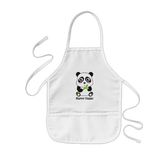 Cute Baby Panda Vegan Kinder Apron Kinder Schort (Voorkant)