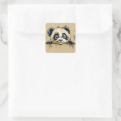 Cute baby panda vierkante sticker (Tas)