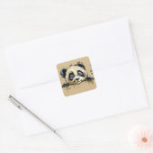 Cute baby panda vierkante sticker (Envelop)