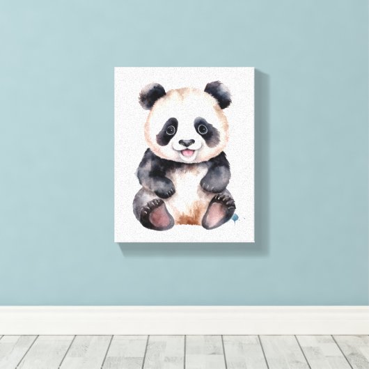 Cute baby panda waterverf canvas afdruk (Insitu (Houten vloer))