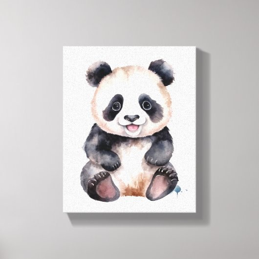 Cute baby panda waterverf canvas afdruk (Voorkant)