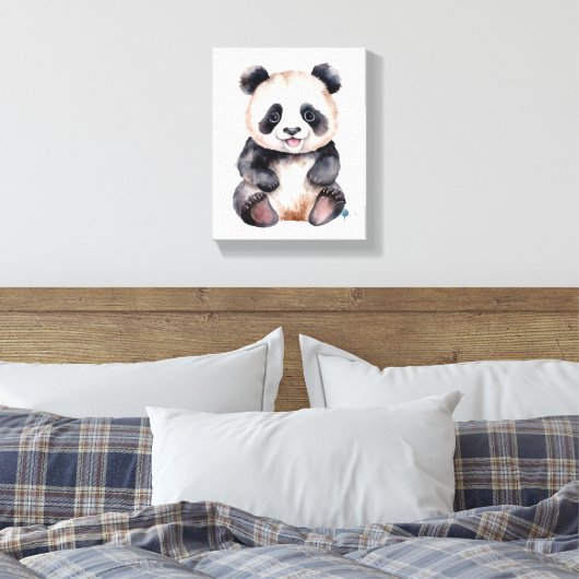 Cute baby panda waterverf canvas afdruk (Insitu (Slaapkamer))