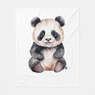 Cute baby panda waterverf fleece deken