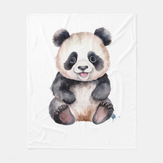 Cute baby panda waterverf fleece deken (Voorkant)