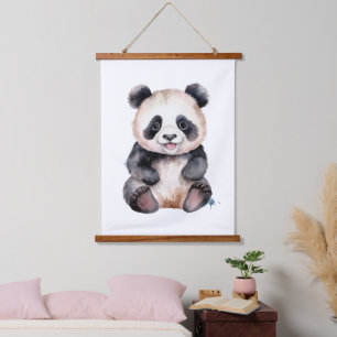 Cute baby panda waterverf hangend wandkleed