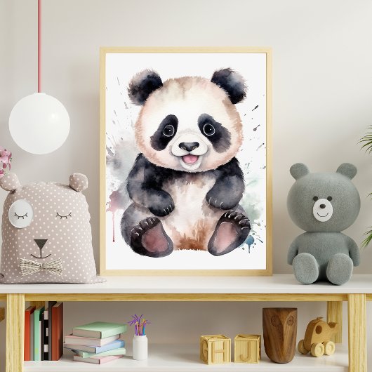 Cute baby panda waterverf poster