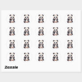 Cute baby panda waterverf ronde sticker (Vel)