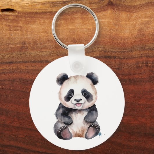 Cute baby panda waterverf sleutelhanger (Voorkant)