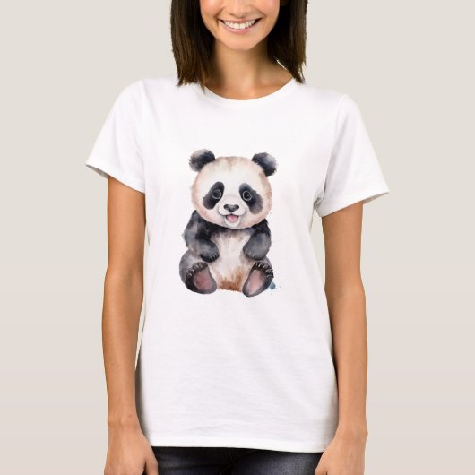 Cute baby panda waterverf t-shirt (Voorkant)