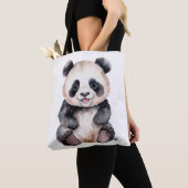 Cute baby panda waterverf tote bag (Dichtbij)