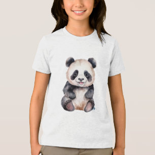 Cute baby panda waterverf Tri-Blend shirt