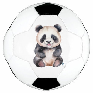 Cute baby panda waterverf voetbal