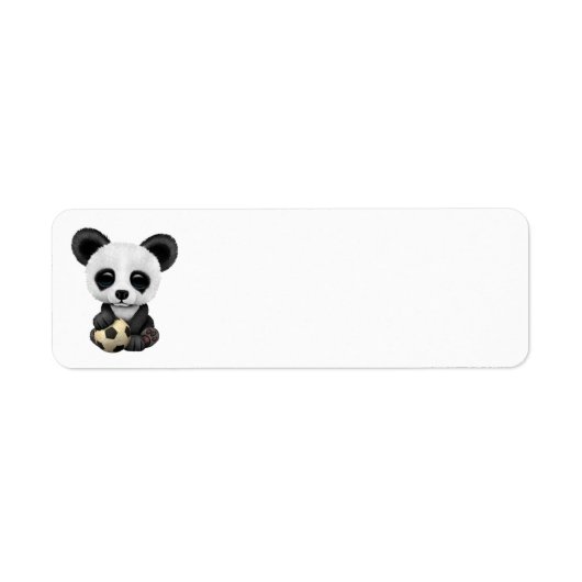 Cute Baby Panda with Football Voetbal Etiket (Voorkant)