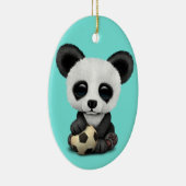 Cute Baby Panda with Football Voetbal Keramisch Ornament (Rechts)