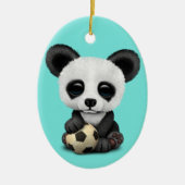 Cute Baby Panda with Football Voetbal Keramisch Ornament (Voorkant)