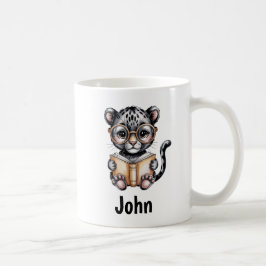 Cute Baby Panther Reading a Book Custom Koffiemok