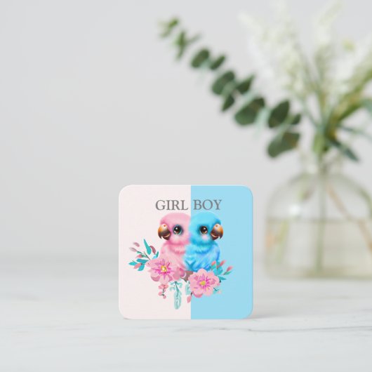Cute Baby Parrot Gender onthulling Informatiekaartje (Staand voorkant)