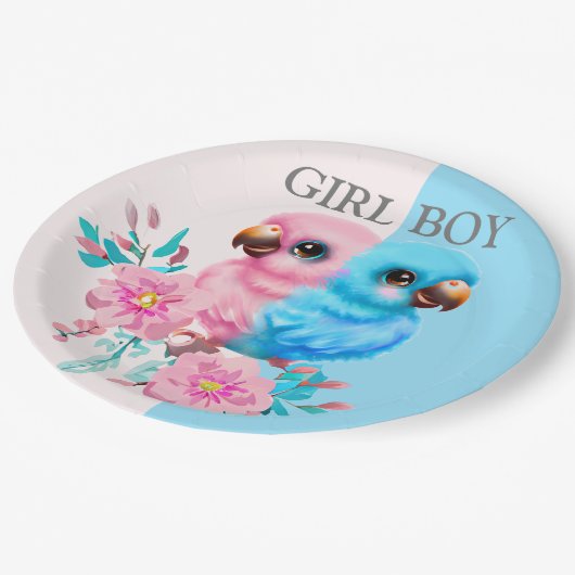 Cute Baby Parrot Gender onthulling Papieren Bordje (Gekanteld)