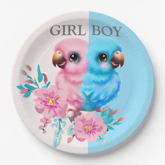Cute Baby Parrot Gender onthulling Papieren Bordje (Voorkant)