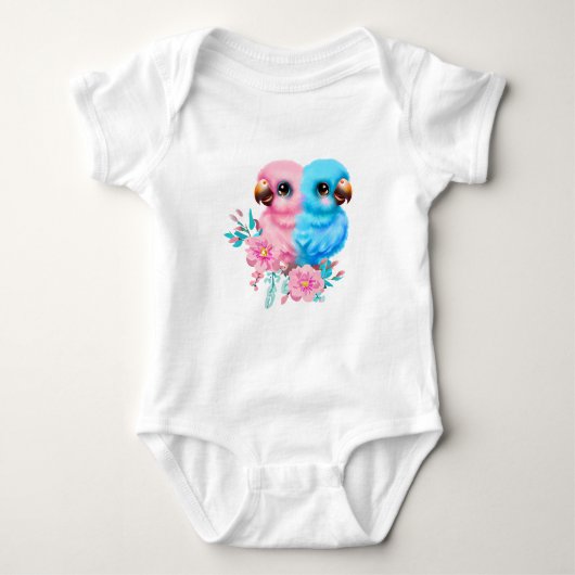 Cute Baby Parrot Twins Romper (Voorkant)