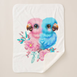 Cute Baby Parrot Twins Sherpa Deken