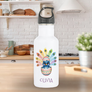Cute Baby Pauw Hatching uit Pasen Ei Waterfles