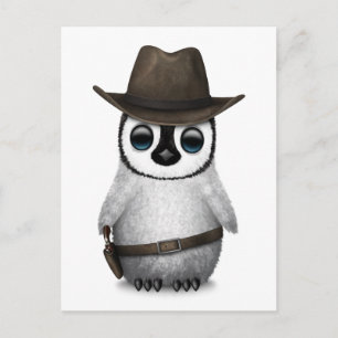 Cute Baby Penguin Cowboy Briefkaart