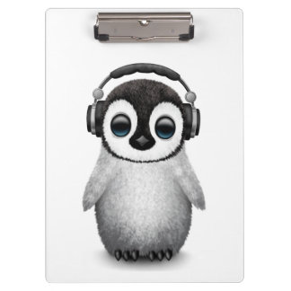 Cute Baby Penguin Dj met hoofdtelefoon Klembord