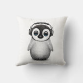  Cute Baby Penguin Dj met hoofdtelefoon Kussen (Achterkant)