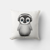  Cute Baby Penguin Dj met hoofdtelefoon Kussen (Voorkant)