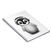Cute Baby Penguin Dj met hoofdtelefoon Notitieboek (Rechterzijde)