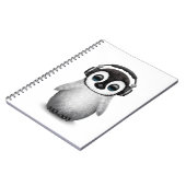 Cute Baby Penguin Dj met hoofdtelefoon Notitieboek (Linkerzijde)