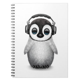 Cute Baby Penguin Dj met hoofdtelefoon Notitieboek