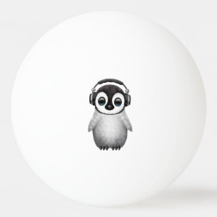 Cute Baby Penguin Dj met hoofdtelefoon Pingpongbal
