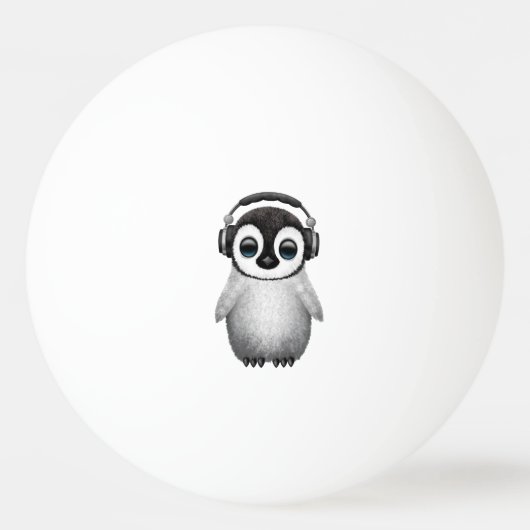 Cute Baby Penguin Dj met hoofdtelefoon Pingpongbal (Voorkant)